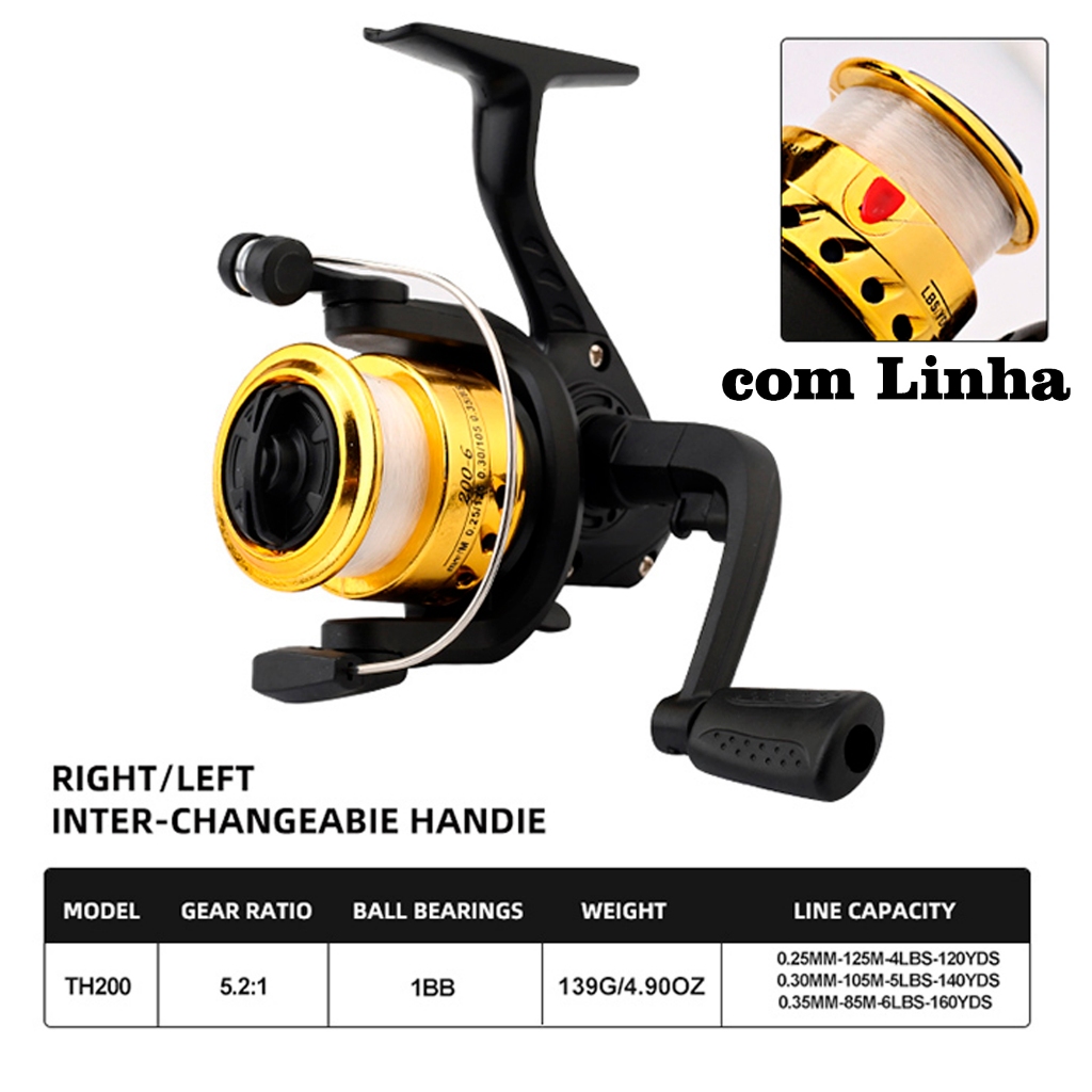 Molinete com Linha Modelo Fight Deyu 200 para Pesca