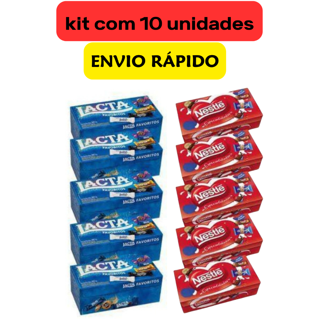 kit c/10 Caixas de bombom Atacado - Kit de Delícias Perfeita de Nestlé e Lacta com 5 Caixas de Bombom de Cada Marca em Oferta na Shopee