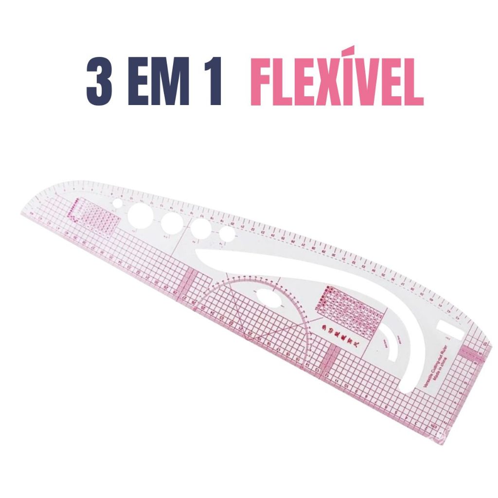 Régua Modelagem 3 em 1 flexivel Esquadro Cavas Angulo Patchwork Costura Corte em Oferta na Shopee