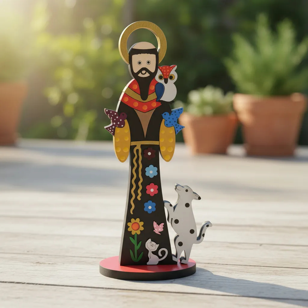 São Francisco de Assis 30cm - Artesanal - Madeira MDF Premium - Fé e. Devoção..