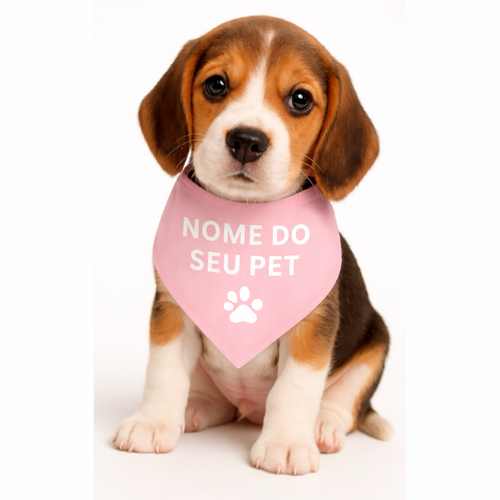 BANDANA ROSA BEBE ROSA CHICLETE PERSONALIZADO PERSONALIZADA NOME DO SEU PET