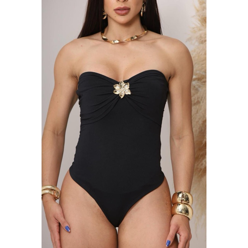 Body Tomara que Caia com Detalhe Floral e Bojo