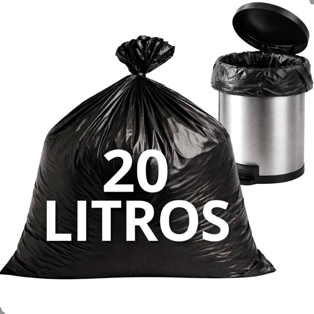 Saco Lixo Resistente 20 Litros Preto com 100 Unidades Direto da Fábrica