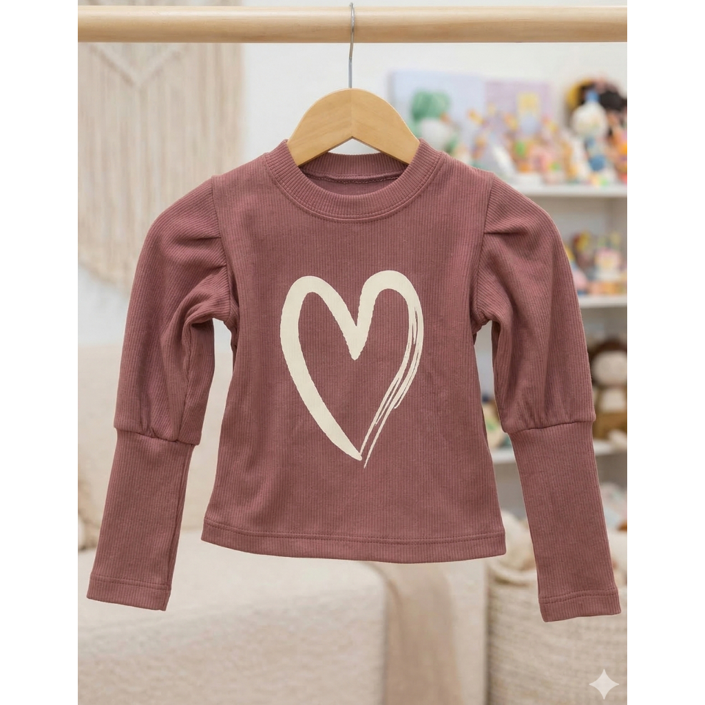 Camiseta Manga Longa Infantil Menina Inverno Grossa Peluciada Bufante Princesa Outono Confortável