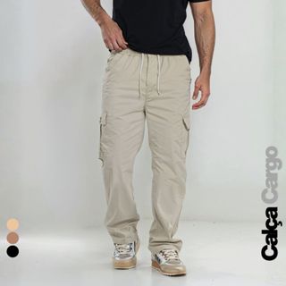 Calça Cargo Masculina Streetwear Cordão 34 ao 44 + 4 Cores em Oferta na Shopee