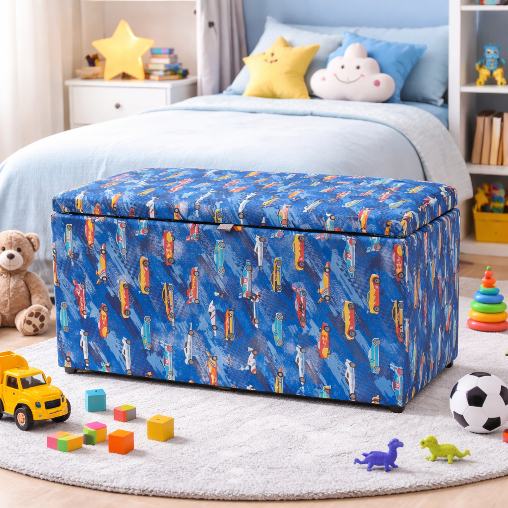 BAU PE DE CAMA PUFF PUFE ORGANIZADOR QUARTO CRIANÇA KIDS DECORAÇAO INFANTIL PRATICO VERSATIL