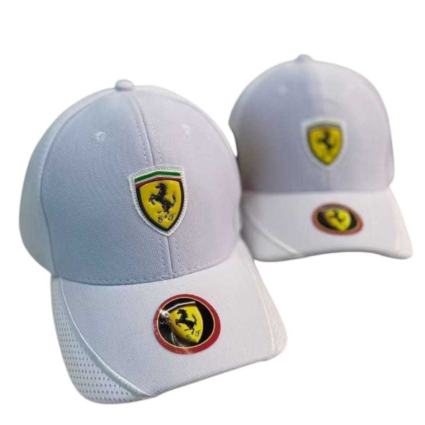 Boné Ferrari Branco/Branco F1 Corrida Aba Curva Masculino Ajustável Varias Cores