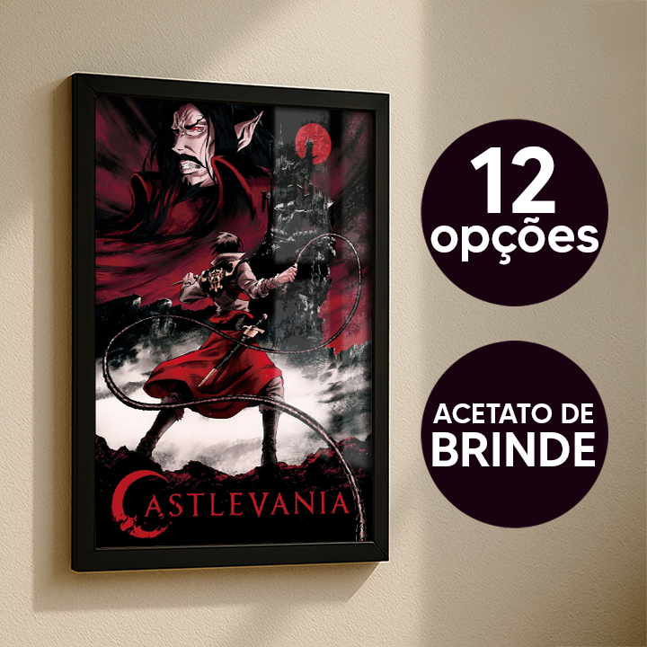 Quadro Castlevania com moldura e acetato para decoração