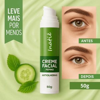 Creme Hidratante Facial Anti-Olheiras Pepino Colágeno Área Olhos Reduz Bolsas Rugas Finas Inatiê 50g