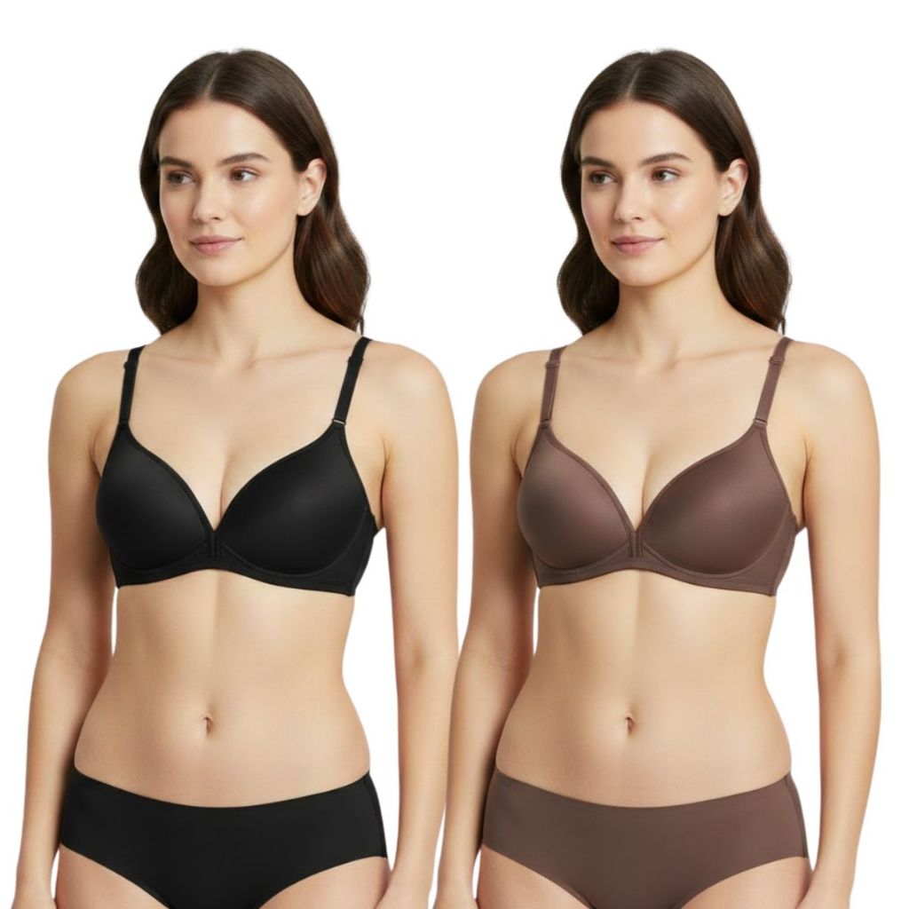 2 Sutia com Bojo Sem Aro Alça Regulavel Poliamida Delrio Meia Taça Lingerie Soutien Basico Preto Bege Rosa Rose Adulto em Oferta na Shopee