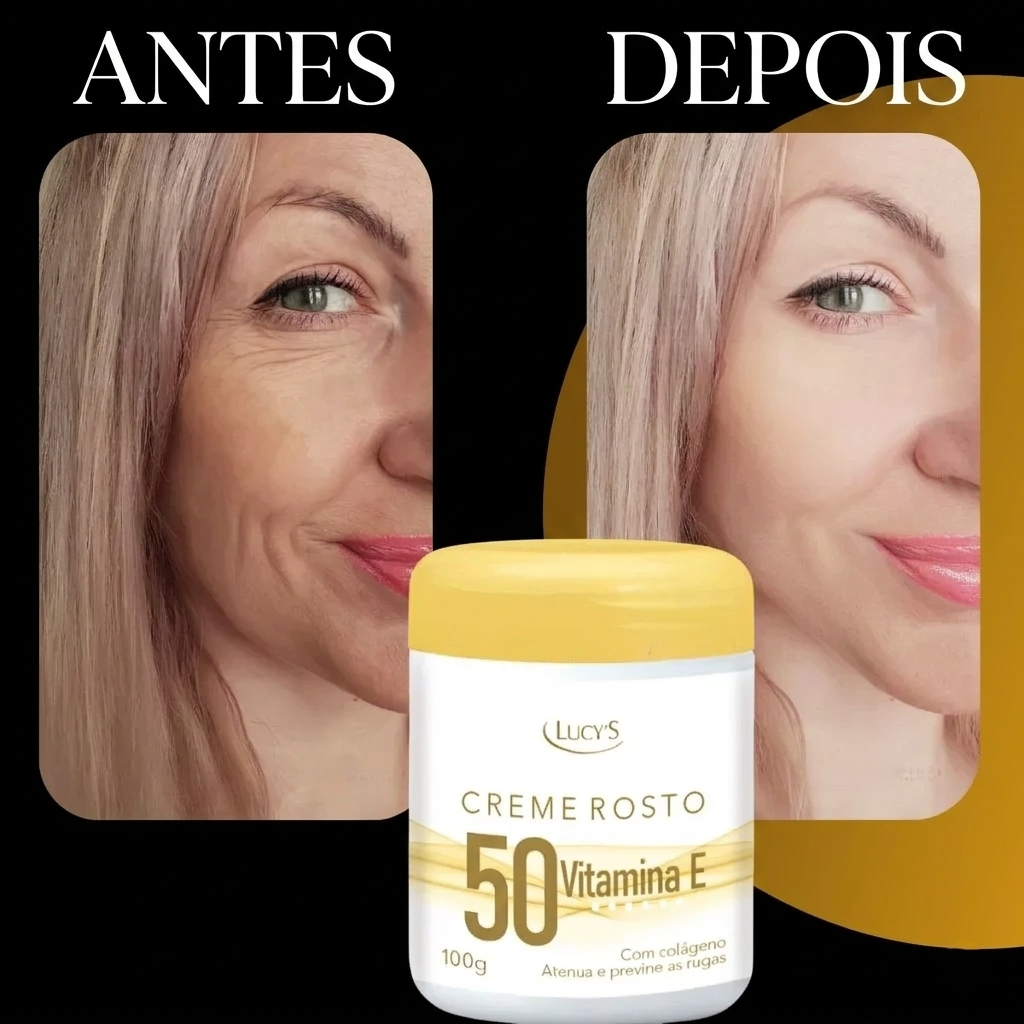Creme Facial 50+ Antirrugas com Colágeno e Vitamina E Antissinais e Antirrugas - 100g Lucys em Oferta na Shopee