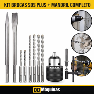 Kit SDS Plus para Martelete – Mandril 13mm FST095 + Ponteira 14x250mm + Talhadeira 14x250mm + Jogo de Brocas SDS-FASTERR em Oferta na Shopee