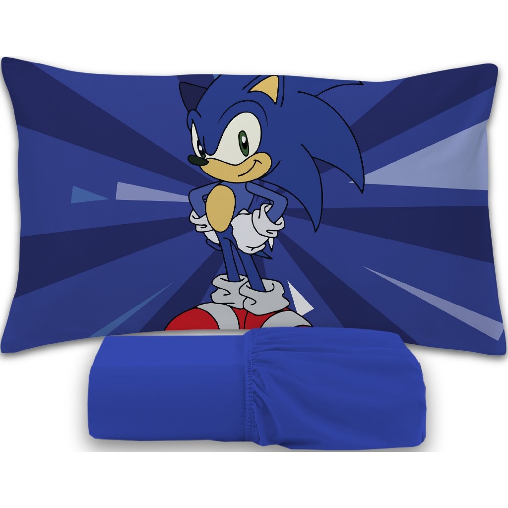 Jogo De Lençol 2 peças Infantil Temático Diversos De Personagens Ideal para Crianças - SONIC