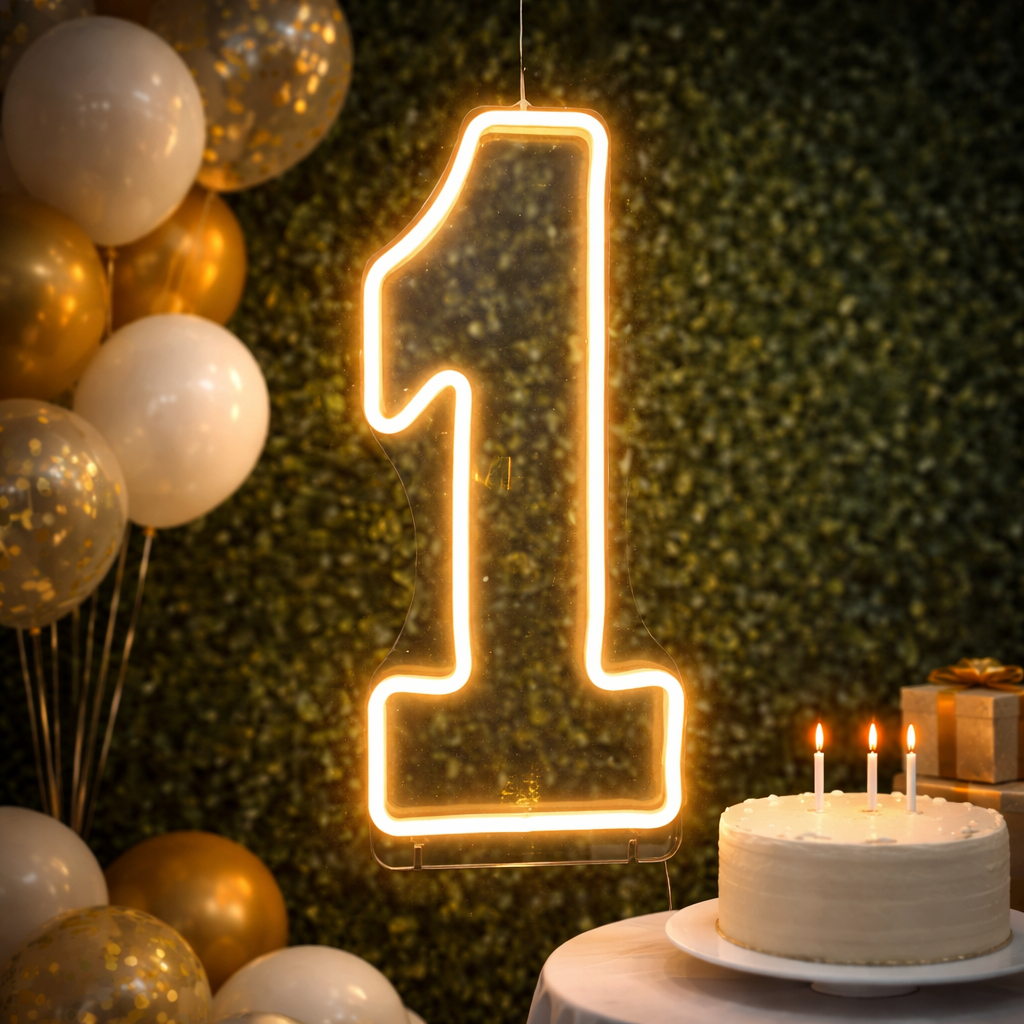 Número de LED Neon 50cm com Base Decoração Festa de Aniversário de 0 a 9 Painel Luminária Evento em Oferta na Shopee