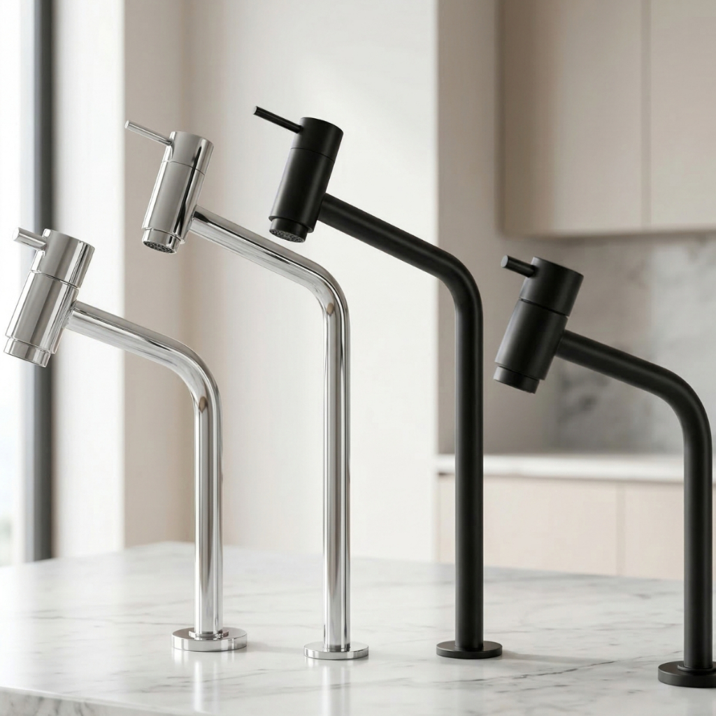 Torneira Bancada Luxo Banheiro Lavatório Cuba Link Luxo Slim Toda Preta/Cromada Metal