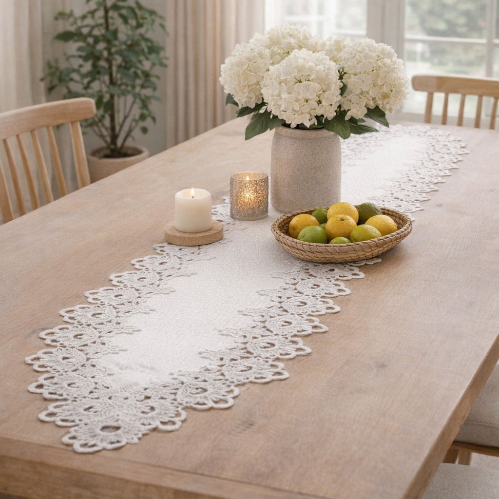 Caminho De Mesa Rendado Veneza Branco 40x90cm Jolitex em Oferta na Shopee