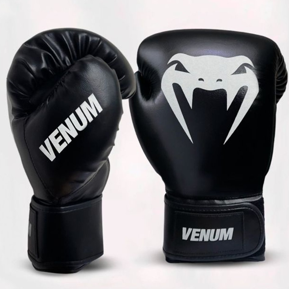 Luva de Boxe e Muay Thai Venum Basic Evo Training Preto Esporte Artes Marciais