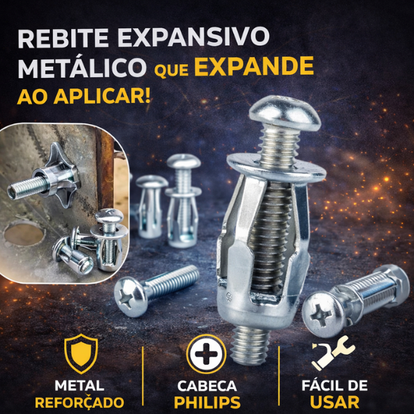 Rebite Grampo Parafuso Expansão Metal Philips Reforçado Uso Geral 5 ate 30 Unidades