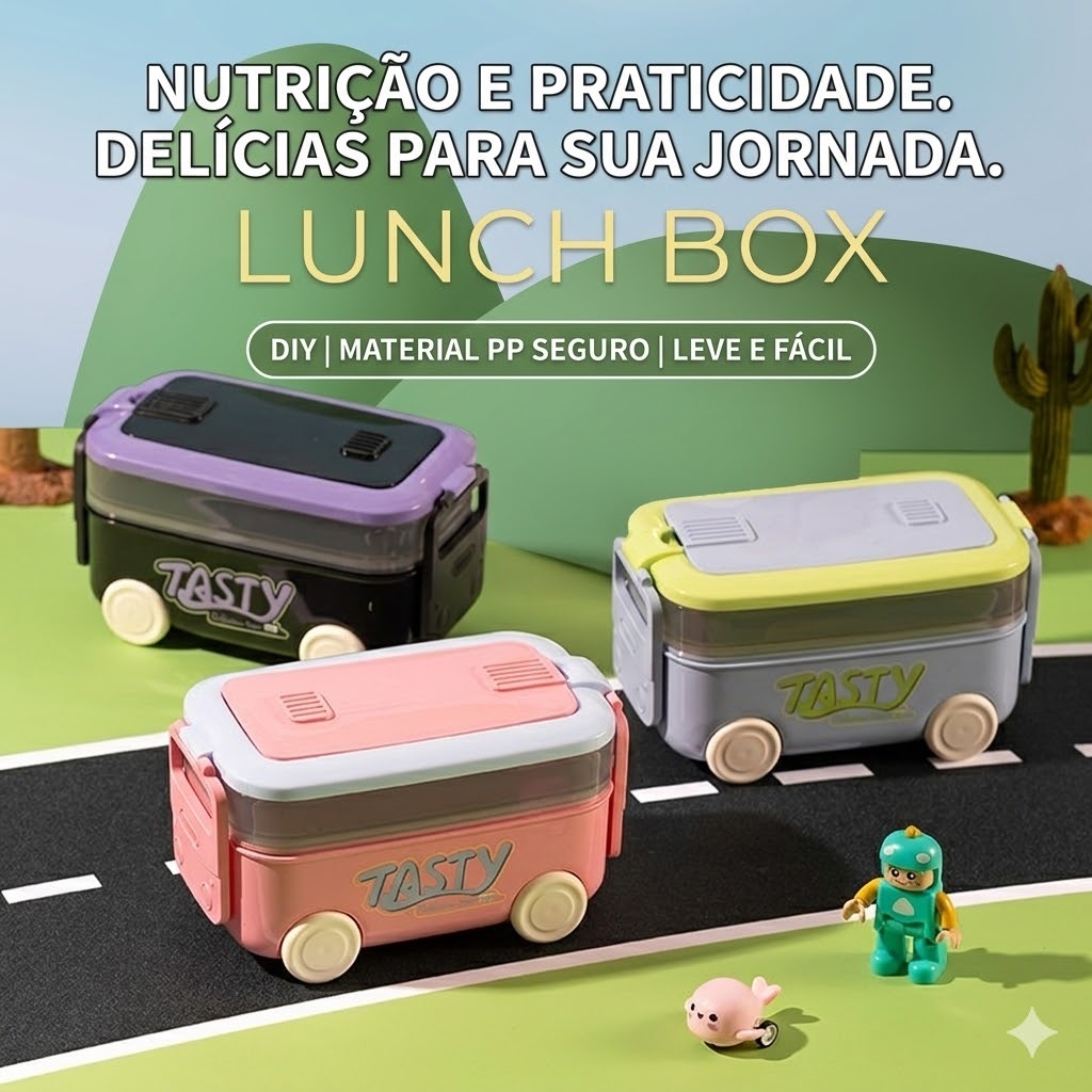 Marmita Térmica Lancheira Infantil Escolar com Divisórias Hermética Sem Vazamento Copo Térmico Portátil BPA Free Almoço