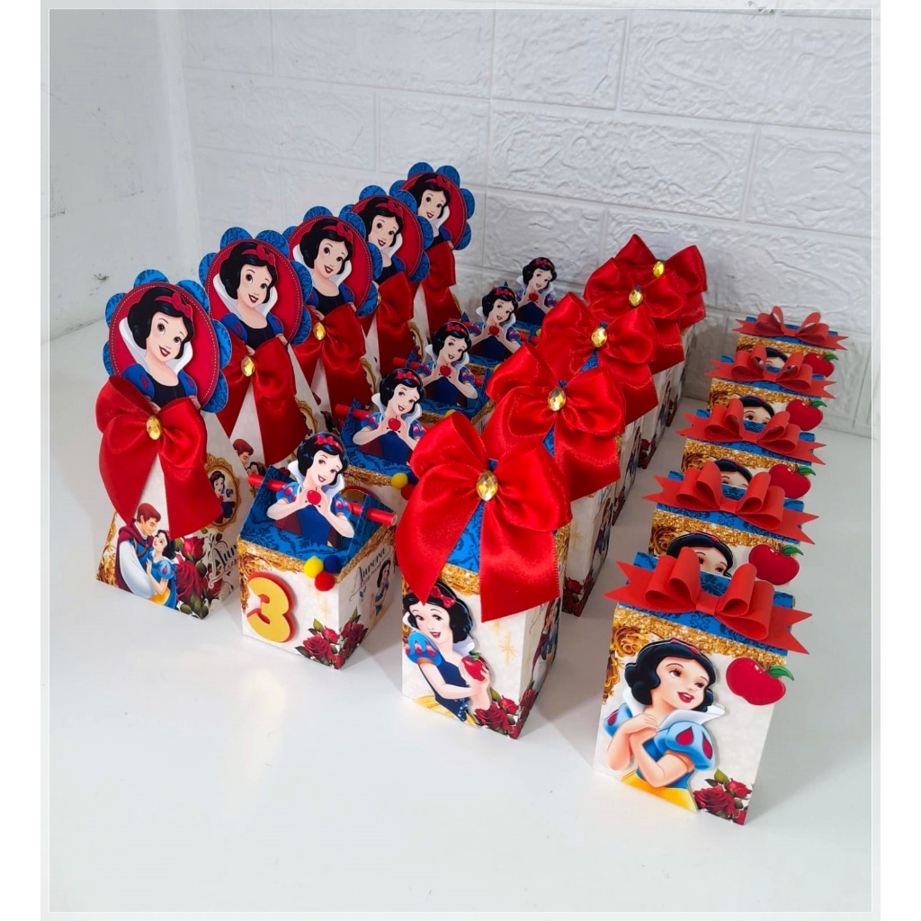 Kit Caixinhas  Personalizadas Branca de Neve- Princesas-  Pegue e Monte Lembrancinha Festa Infantil Aniversário