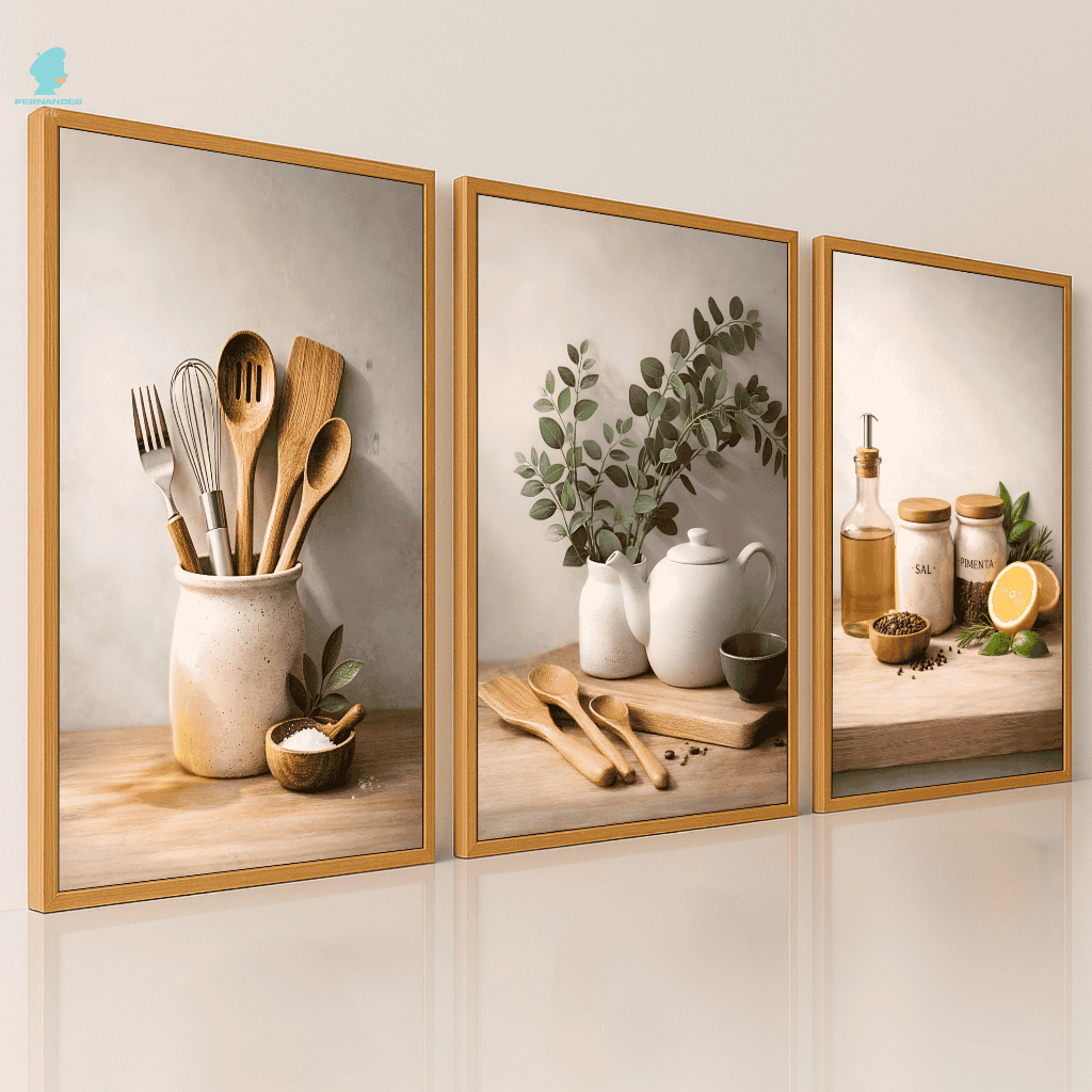 Quadros Decorativos Trio Cozinha Minimalista Gourmet Clean Sala Cozinha