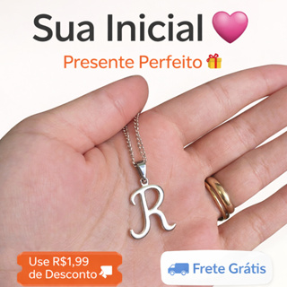 Colar Letra Personalizado Aço Inox Prateado Corrente Inicial Presente Feminino Masculino em Oferta na Shopee