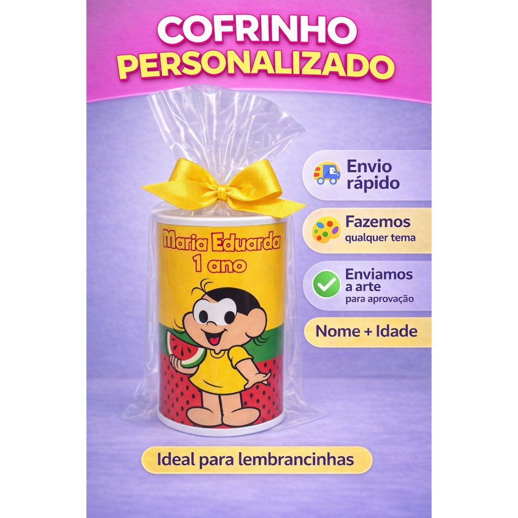 Cofrinho Magali Personalizado Infantil | Lembrancinha Aniversário | Nome e Idade | Turma da Mônica