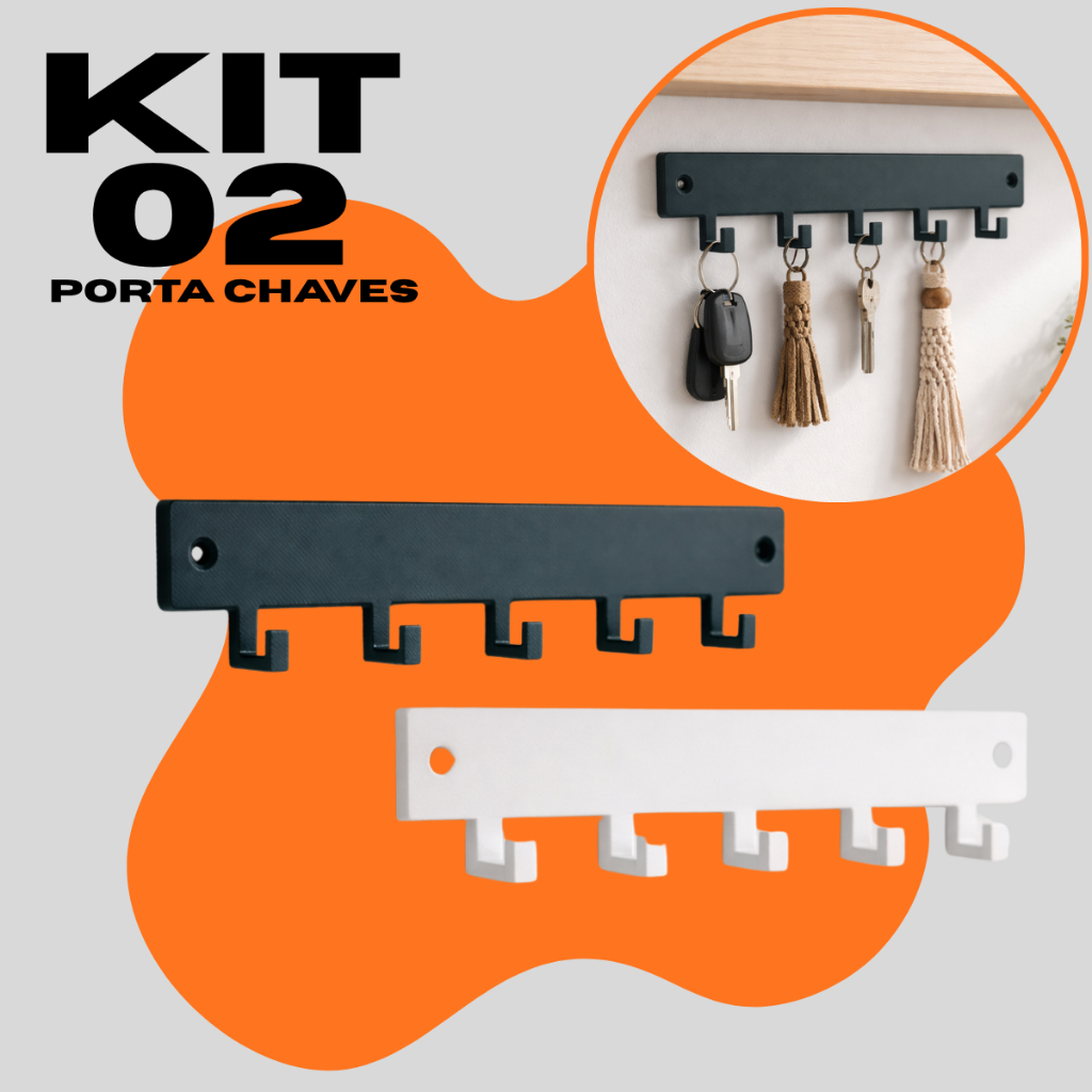 KIT 02 Porta Chaves Porta Joias Multiuso Pendurador Fixo Fita Dupla Face Fácil Instalação em Oferta na Shopee