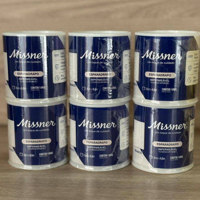 Kit com 6 UND Esparadrapo Impermeável Branco 5cm x 4,5m – Missner