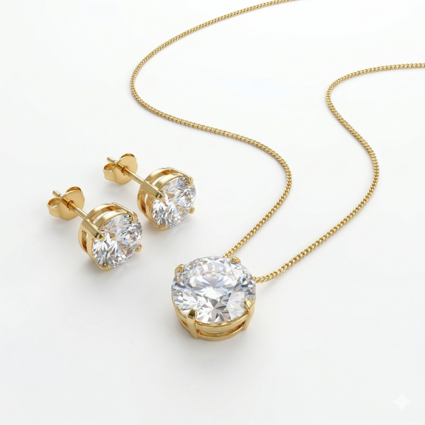 Conjunto Ponto de Luz Brilhante Colar + Brinco Folheado Garantia