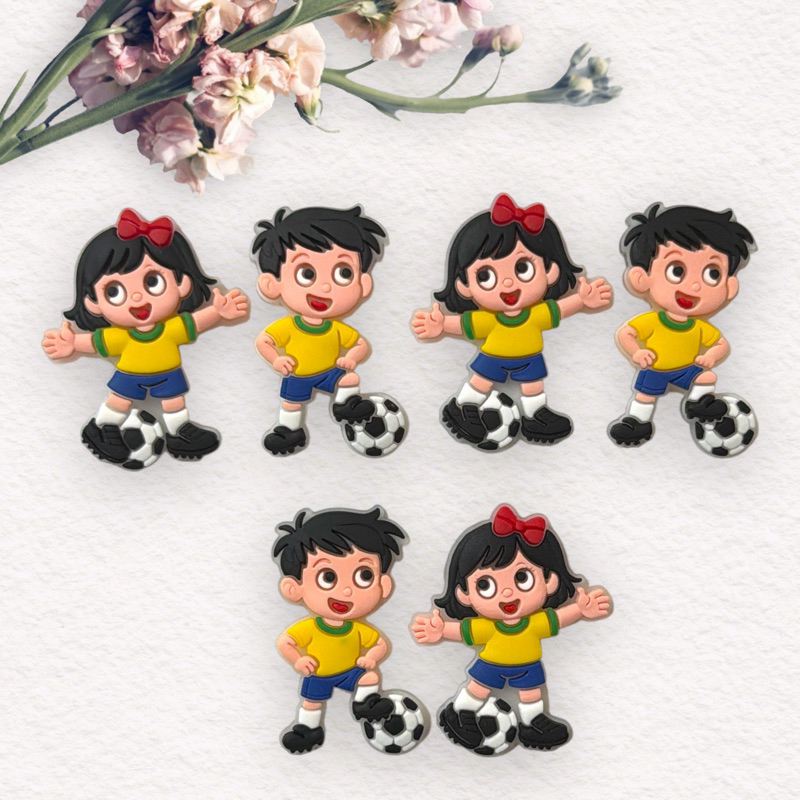 Aplique Emborrachado Menino Menina Copa do Mundo Brasil