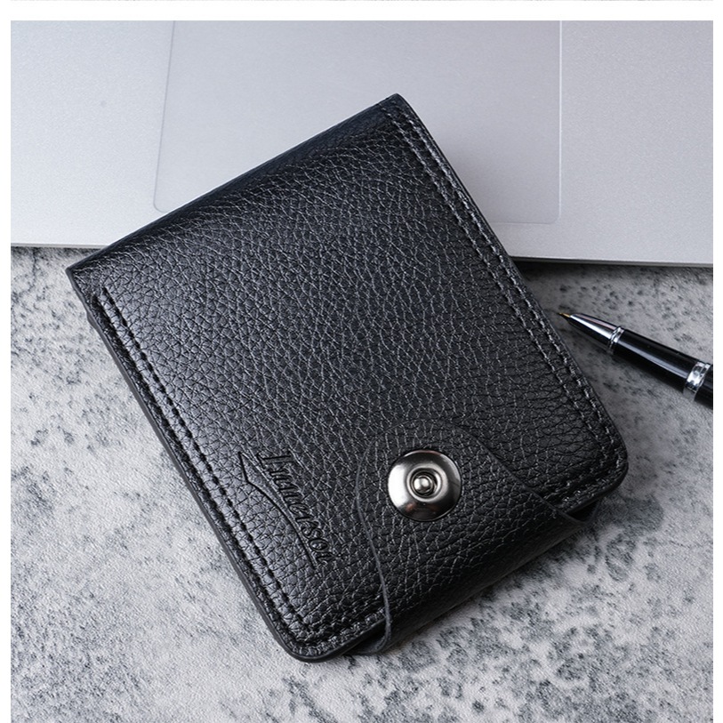 Carteira Masculina Homem Leve Pequena Slim Compacta Fina Couro PU Preta Marrom – Elegante, Espaçosa e Funcional