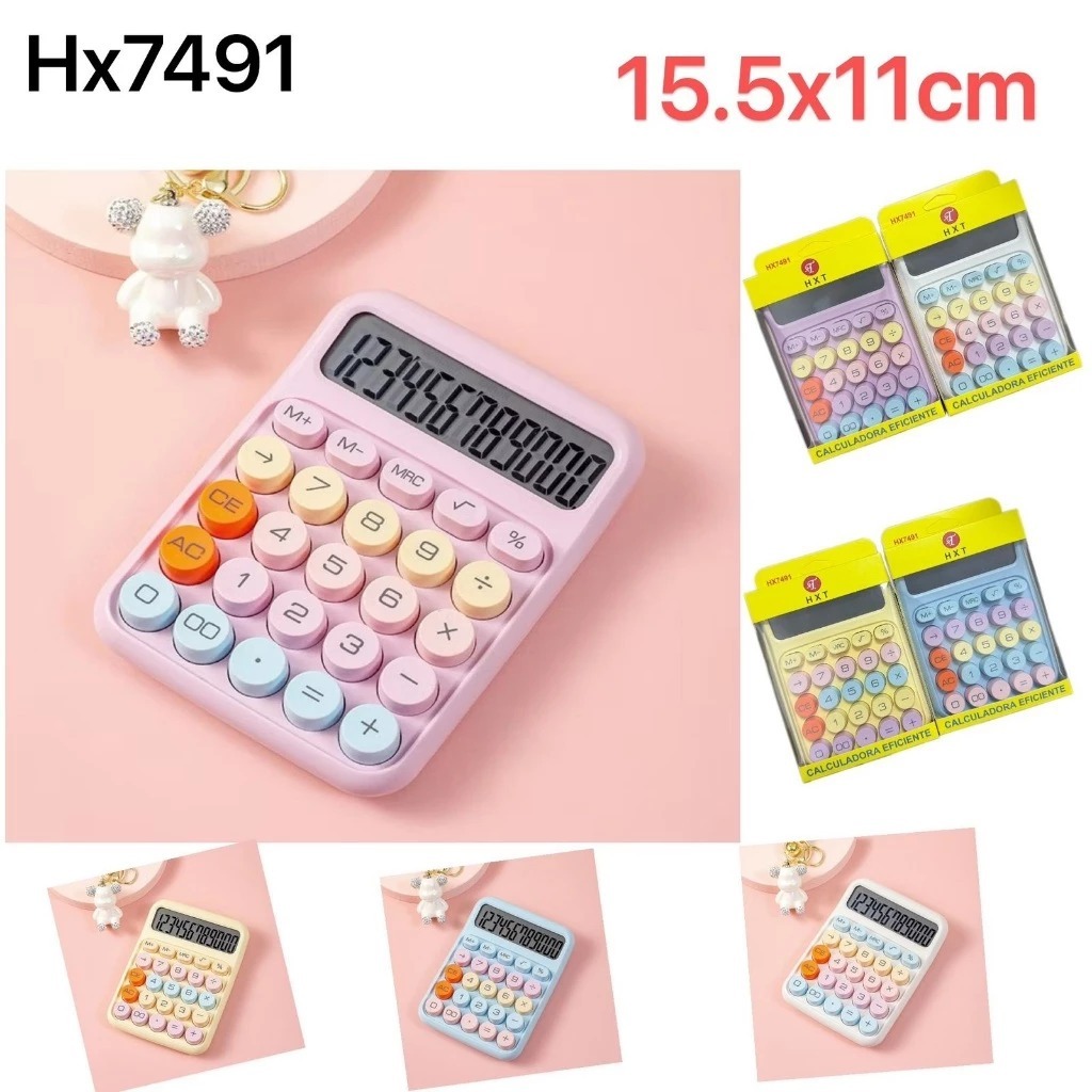 Calculadora de Mesa Macaron 15.5x11cm Colorida Estilo Dopamina Teclas Grandes Portátil