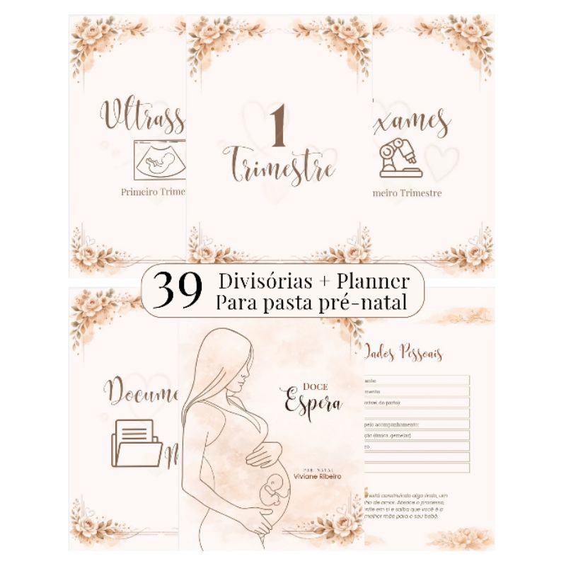 Divisórias Pré Natal Gestante Planner Gravidez Pasta Catálogo Exames Ultrassom  Enxoval do Bebê Mala Maternidade