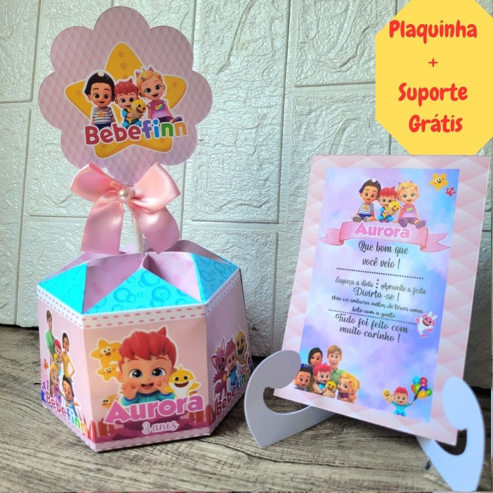 Centro de Mesa Bebefinn Menina Rosa | Cachepot Personalizado Festa Infantil Bebê Finn/ Lembrancinha/Decoração/Enfeite