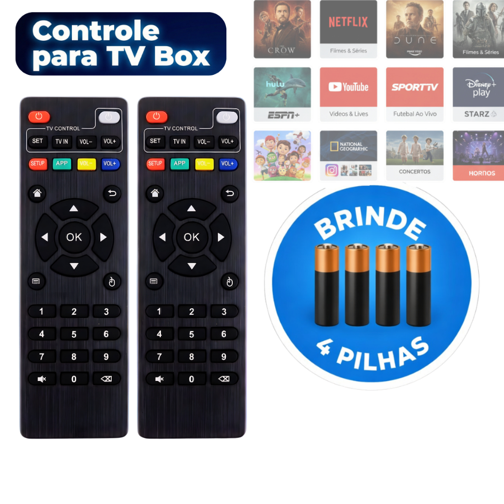 Controle Remoto Para TV Box Inteligente Completo com Pilhas em Oferta na Shopee