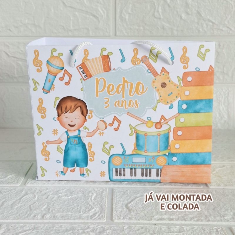 Sacolinha Personalizada Instrumentos  musicais ( já vai montada) Lembrancinha |Aniversário |Festa Infantil