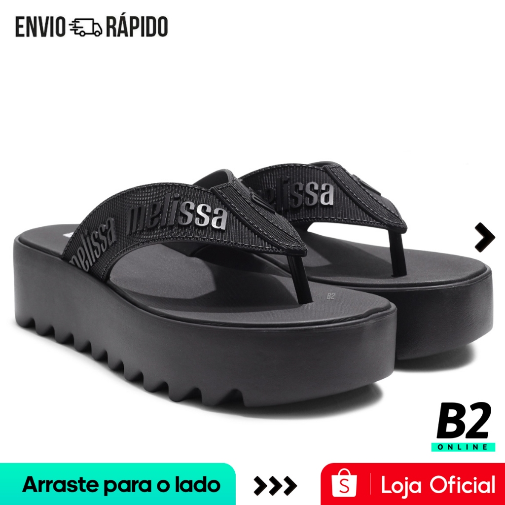 Sandália Melissa M-Lover Thong Platform Feminina Preta Original com Nota Fiscal e Garantia