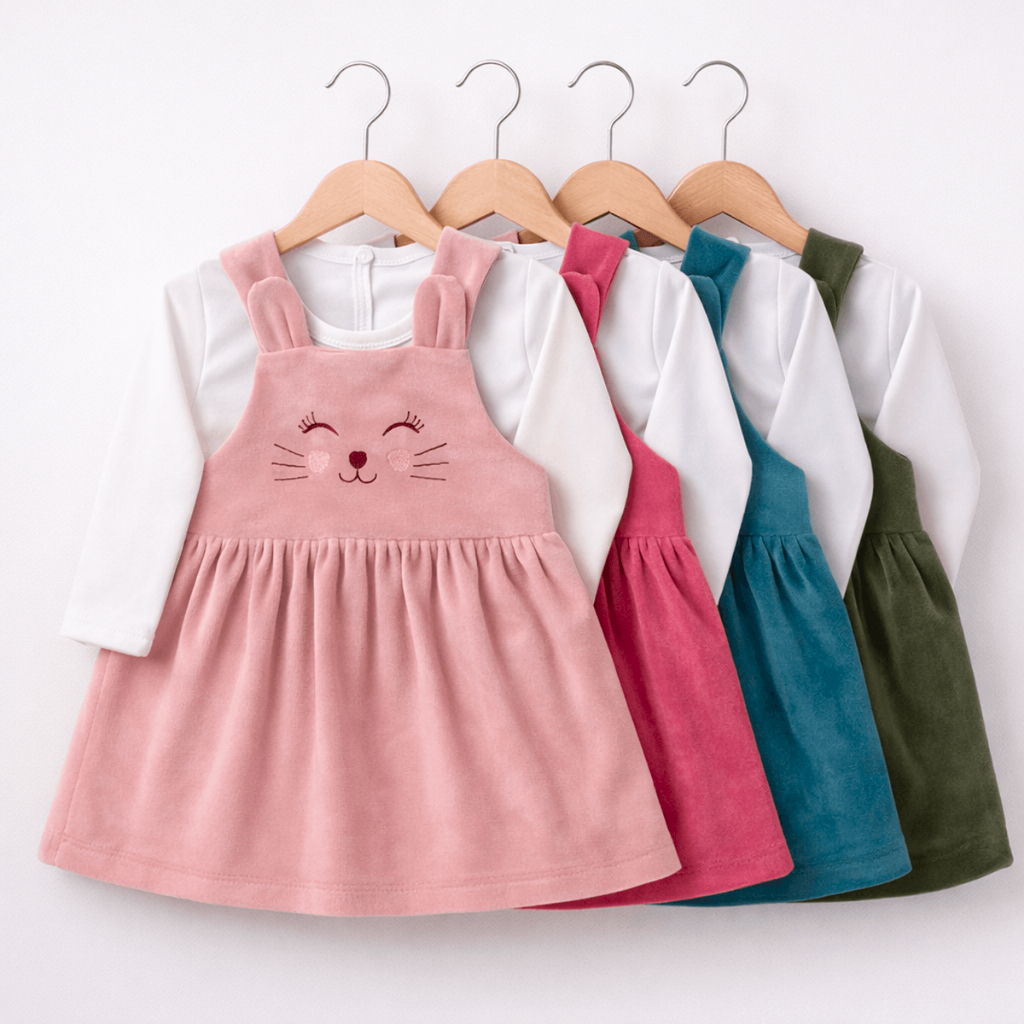 Vestido Jardineira Plush 0-9 Meses Bordado Gatinha Manga Longa Salopete Roupa Bebê Infantil Menina em Oferta na Shopee