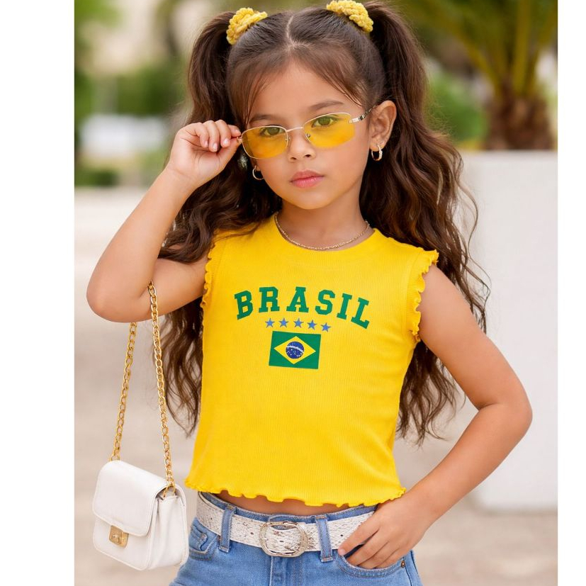 Regata Infantil Brasil-Copa Ribana Canelado Primium-DTF