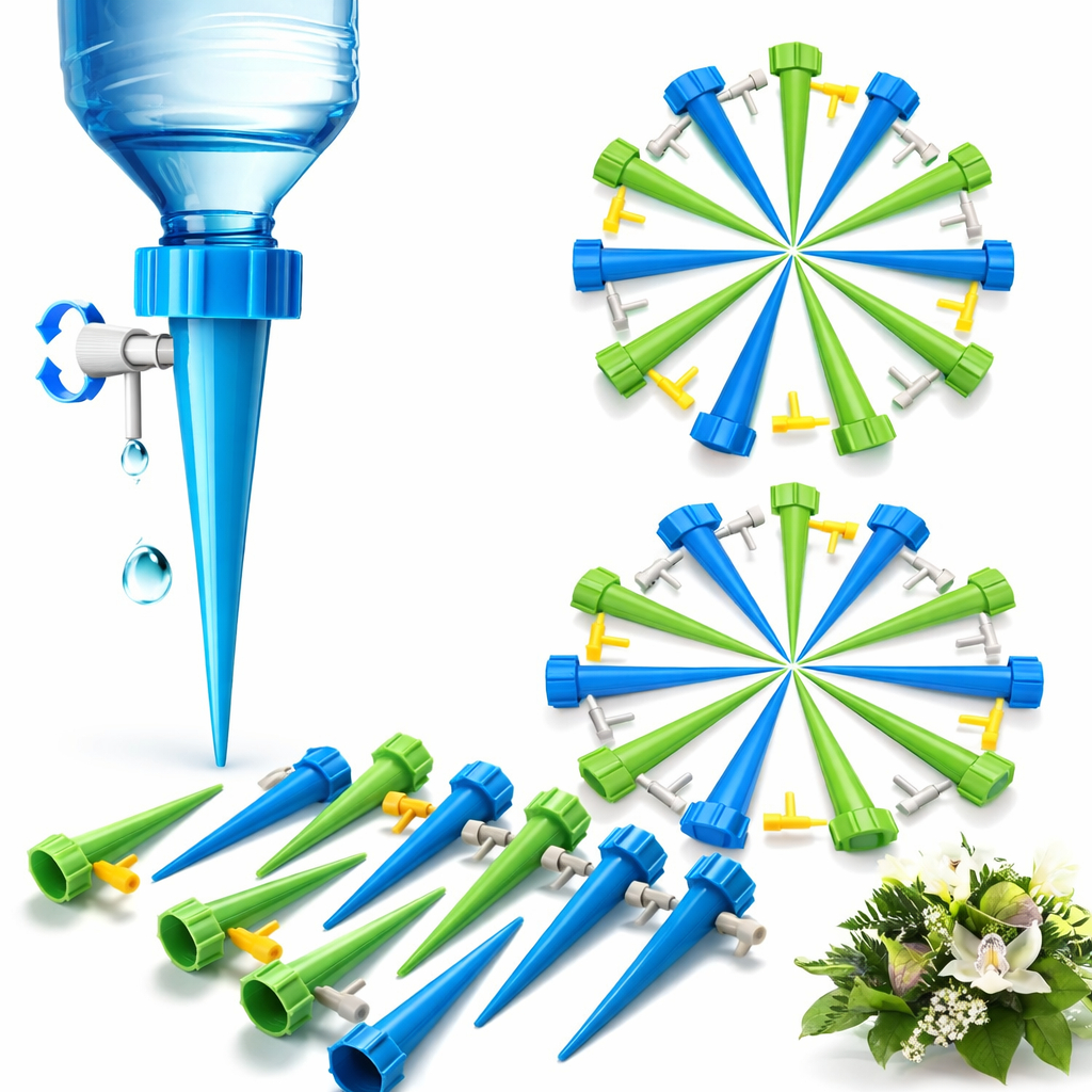 Kit 10/20/30 Gotejador Irrigador Automático Acoplável Em Garrafa Pet Jardim Dosador Vaso Planta Em Garrafa