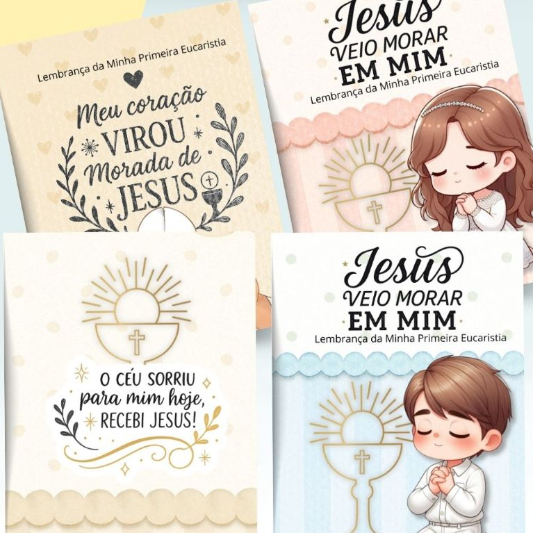 Lembrancinha Primeira Eucaristia | Livrinho de Orações Infantil Personalizado primeira Comunhão