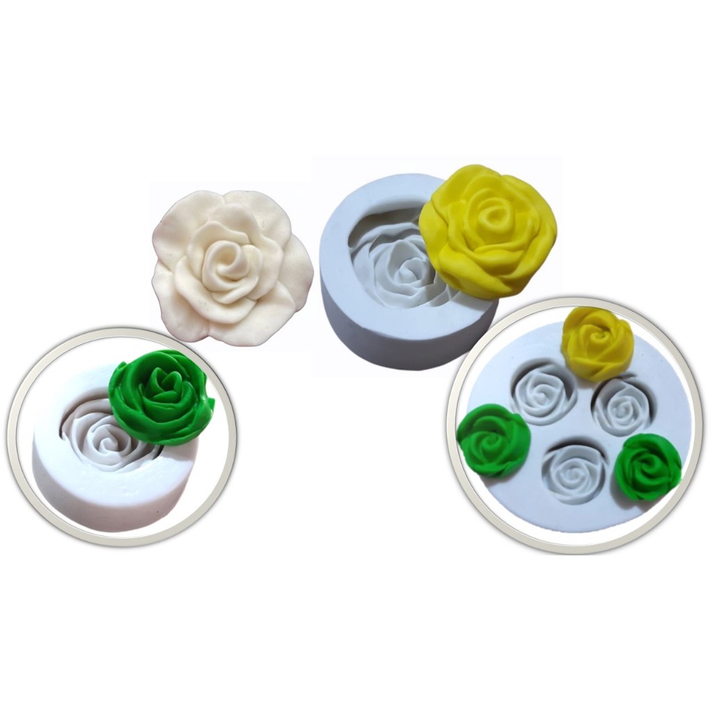 Molde de Silicone Kit Flor/Rosa/Rosinha 3 pçs Doce Confeitaria Biscut