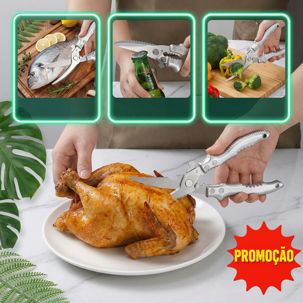 Tesoura Multifuncional Para Corte Aço Inoxidável Utensílios Alimentos Legumes Peixes Frangos Verdura