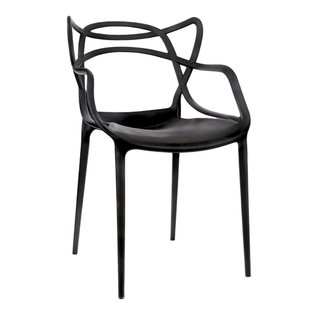 Kit 4 Cadeiras de Jantar Allegra Preta Moderna Resistente com proteção UV Cozinha Jardim e Área Gourmet · foto 2