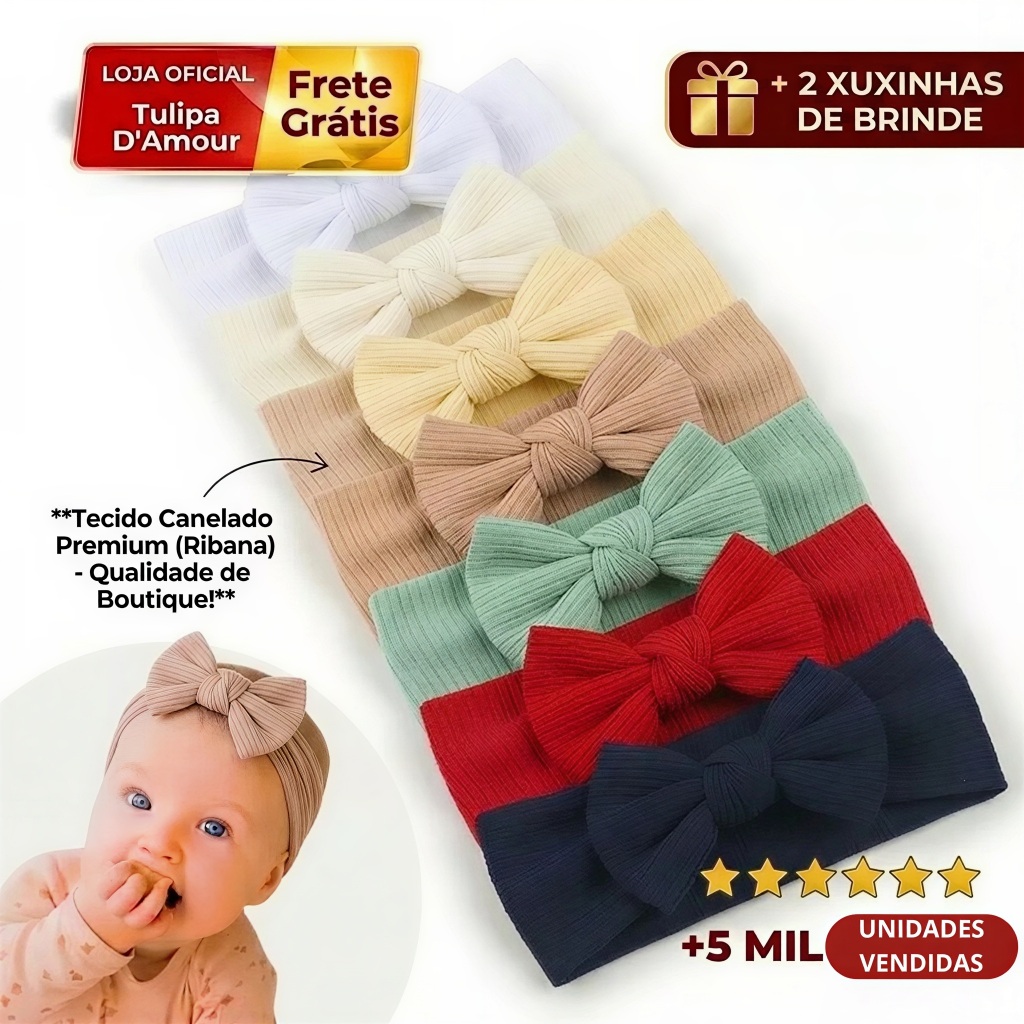 Kit Bebê Menina com 7 Laços + 2 Xuxinhas Roupa Infantil Menina Acessórios Infantil