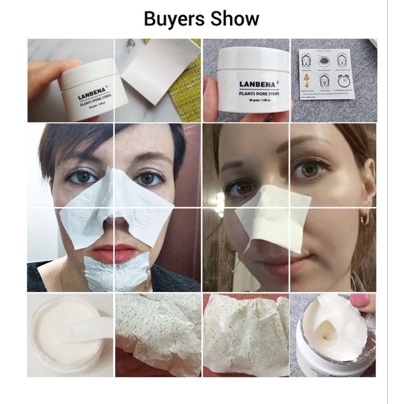 Removedor De Cravos Limpeza De Pele Estética Máscara Lanbena + 60 patches Limpa Poros Nariz Rosto Creme Facial