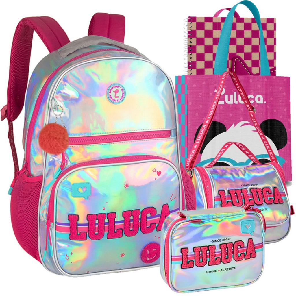 Kit Mochila Lancheira Estojo Luluca Escolar Lançamento Escolar 2026 Brinde