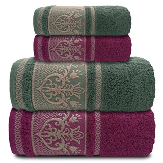 Jogo/Kit 4 Toalhas (2 Banho + 2 Rosto) Imperial Atlântica Fio Penteado Grossa Luxo 100% Algodão em Oferta na Shopee