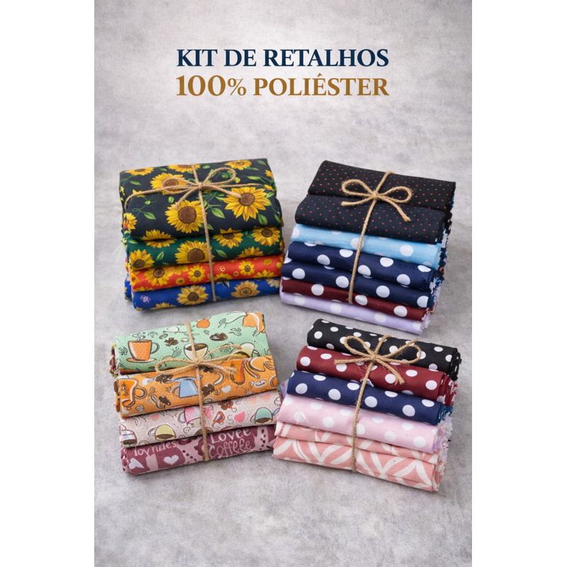 Kit Retalhos Oxford e Euroleen 100% Poliéster 25x150cm – 4 Peças Artesanato e Costura em Oferta na Shopee